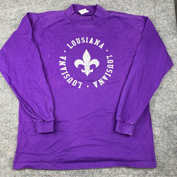 Louisiana T-Shirt Men’s XL The Cotton Exchange Purple Vintage Long Sleeve Y2K - Picture 1 of 7